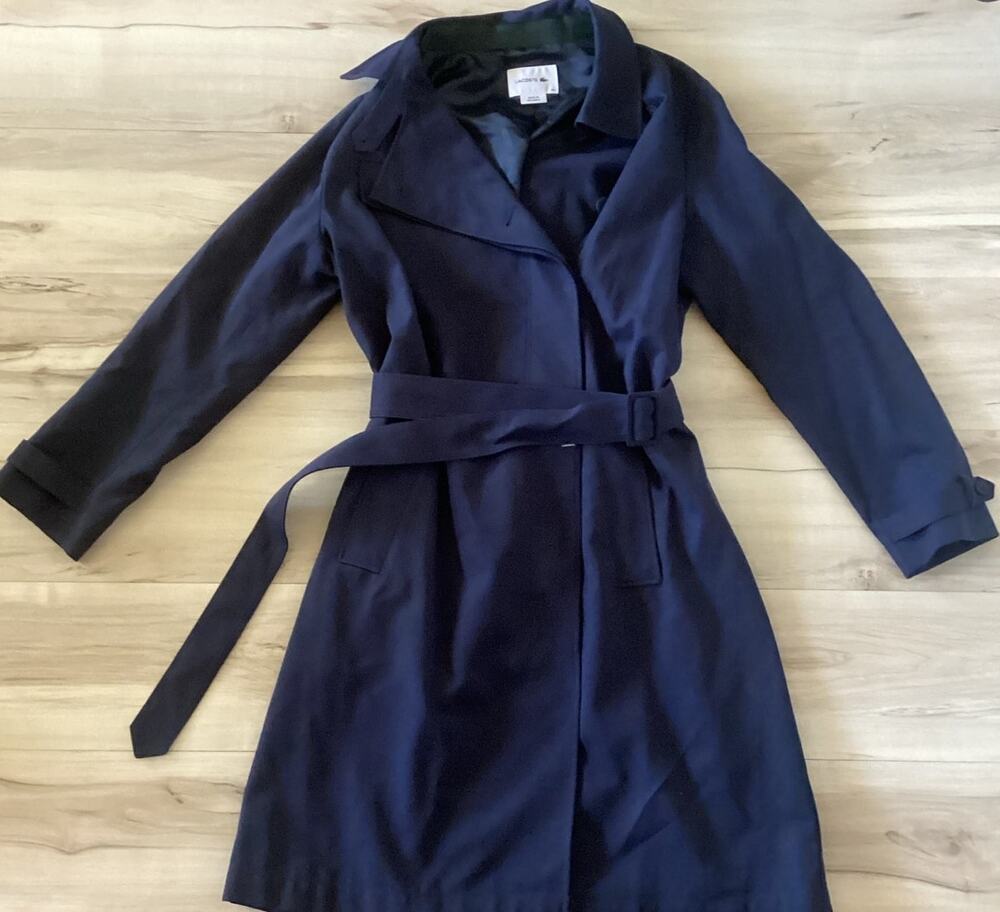 Lacoste 44 Trench Coat with Belt Blue NWOT